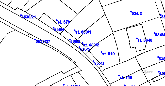 Parcela st. 680/2 v KÚ Zlín, Katastrální mapa
