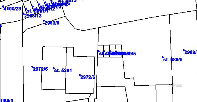 Parcela st. 689/2 v KÚ Zlín, Katastrální mapa