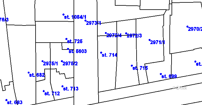 Parcela st. 714 v KÚ Zlín, Katastrální mapa