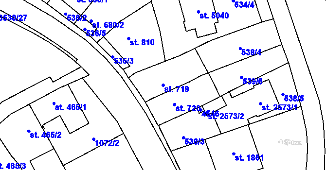 Parcela st. 719 v KÚ Zlín, Katastrální mapa