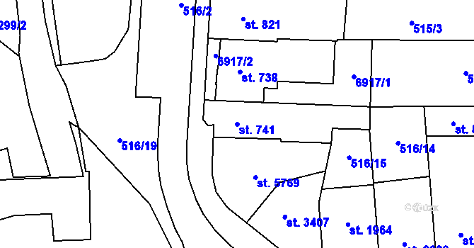 Parcela st. 741 v KÚ Zlín, Katastrální mapa