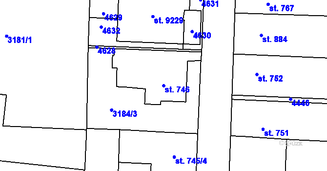 Parcela st. 746 v KÚ Zlín, Katastrální mapa
