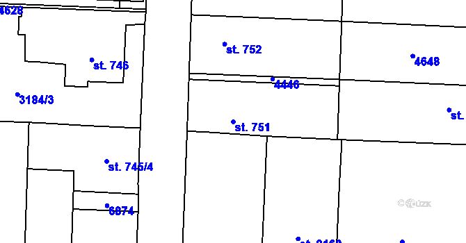 Parcela st. 751 v KÚ Zlín, Katastrální mapa