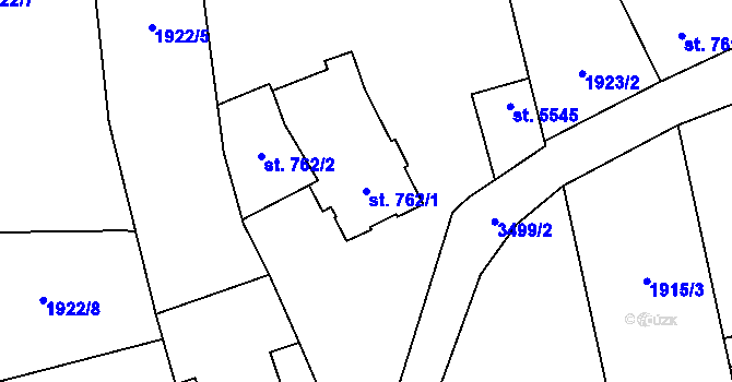 Parcela st. 762/1 v KÚ Zlín, Katastrální mapa