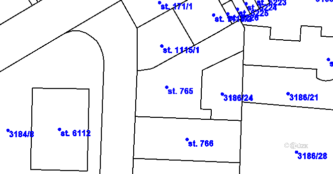Parcela st. 765 v KÚ Zlín, Katastrální mapa