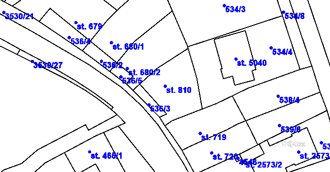 Parcela st. 810 v KÚ Zlín, Katastrální mapa