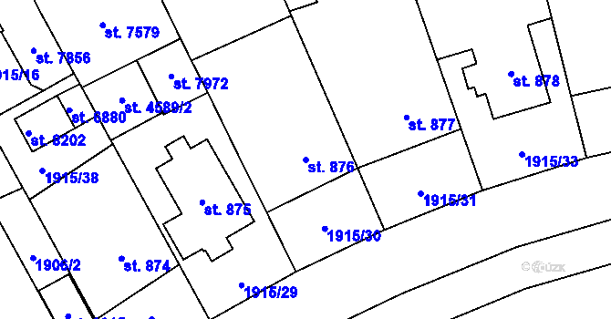 Parcela st. 876 v KÚ Zlín, Katastrální mapa