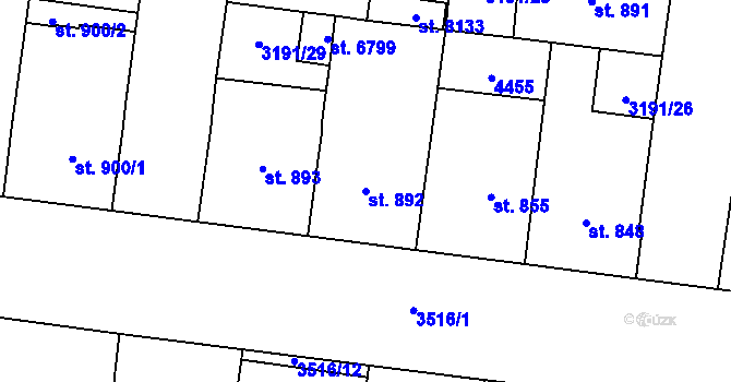 Parcela st. 892 v KÚ Zlín, Katastrální mapa