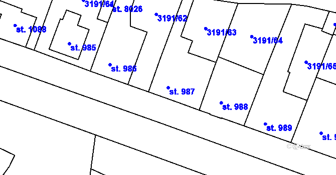 Parcela st. 987 v KÚ Zlín, Katastrální mapa