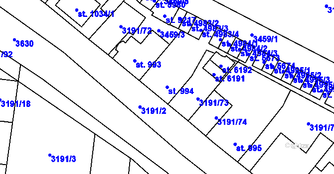 Parcela st. 994 v KÚ Zlín, Katastrální mapa