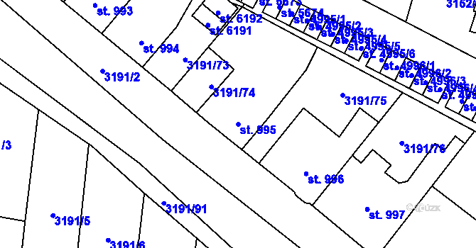 Parcela st. 995 v KÚ Zlín, Katastrální mapa
