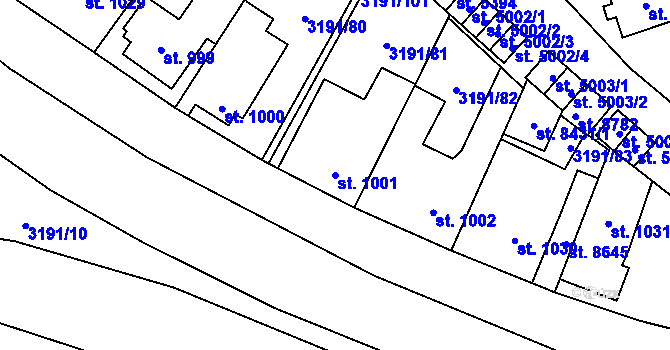 Parcela st. 1001 v KÚ Zlín, Katastrální mapa