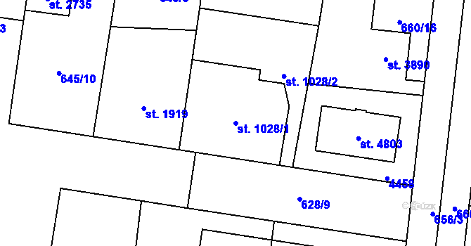 Parcela st. 1028/1 v KÚ Zlín, Katastrální mapa