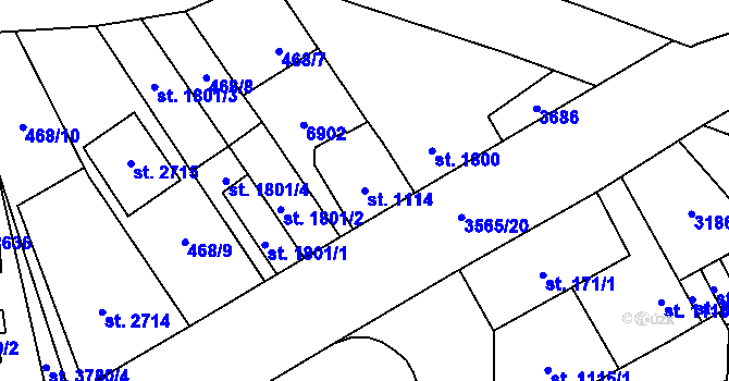 Parcela st. 1114 v KÚ Zlín, Katastrální mapa