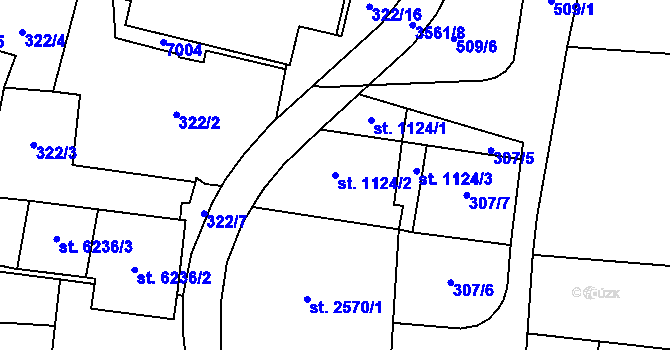 Parcela st. 1124/2 v KÚ Zlín, Katastrální mapa