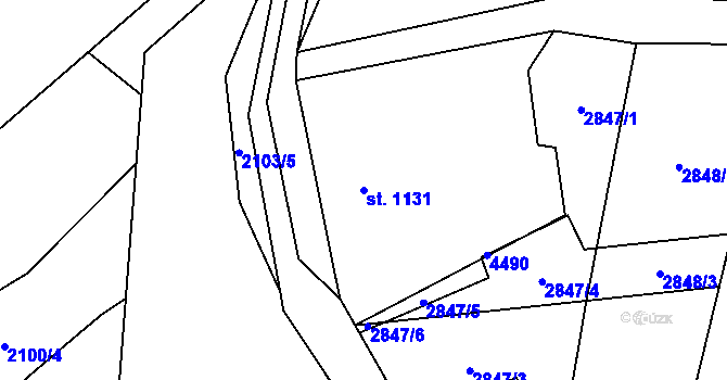Parcela st. 1131 v KÚ Zlín, Katastrální mapa