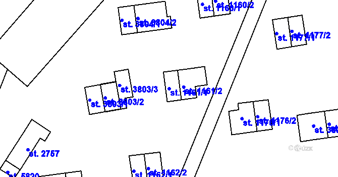 Parcela st. 1161/1 v KÚ Zlín, Katastrální mapa