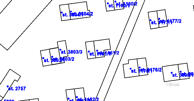 Parcela st. 1161/2 v KÚ Zlín, Katastrální mapa