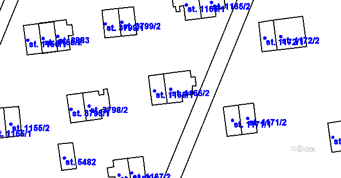 Parcela st. 1166/2 v KÚ Zlín, Katastrální mapa