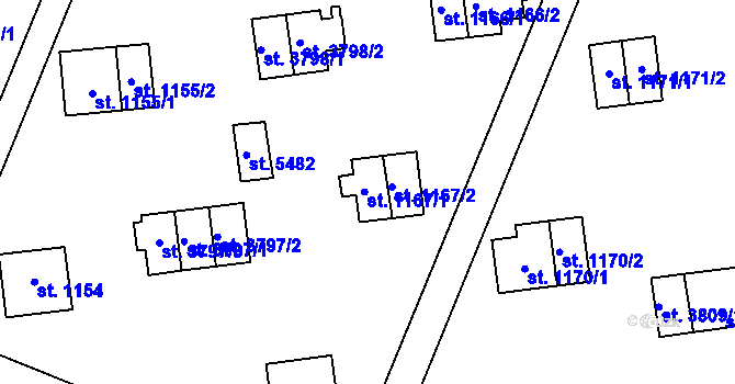 Parcela st. 1167/1 v KÚ Zlín, Katastrální mapa