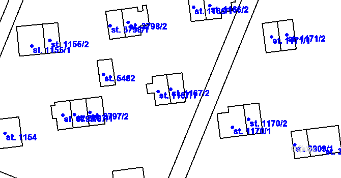 Parcela st. 1167/2 v KÚ Zlín, Katastrální mapa