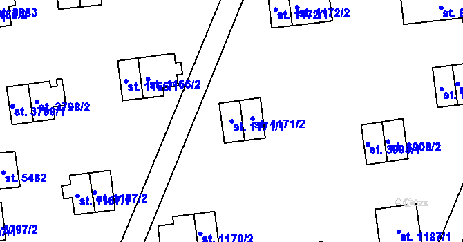 Parcela st. 1171/1 v KÚ Zlín, Katastrální mapa