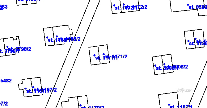 Parcela st. 1171/2 v KÚ Zlín, Katastrální mapa