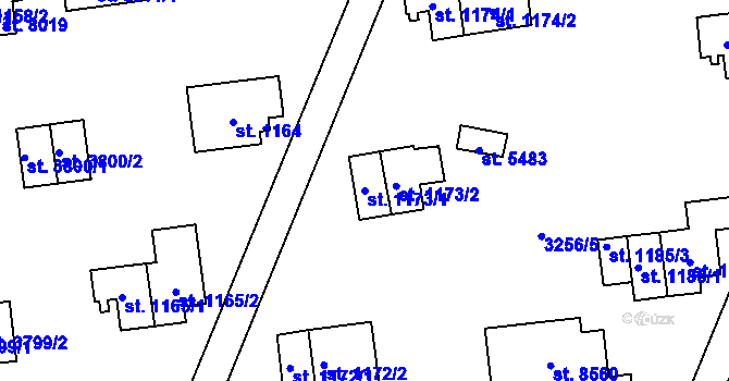 Parcela st. 1173/1 v KÚ Zlín, Katastrální mapa