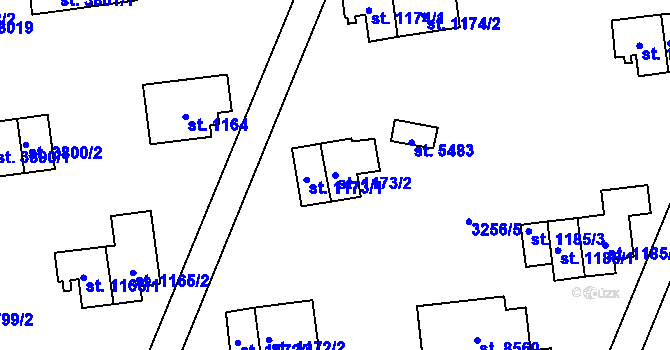 Parcela st. 1173/2 v KÚ Zlín, Katastrální mapa