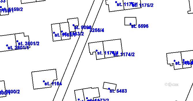 Parcela st. 1174/1 v KÚ Zlín, Katastrální mapa