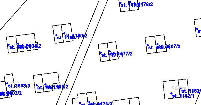 Parcela st. 1177/1 v KÚ Zlín, Katastrální mapa