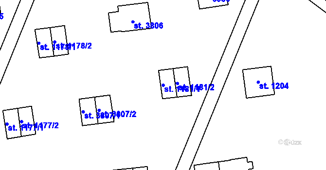 Parcela st. 1181/1 v KÚ Zlín, Katastrální mapa