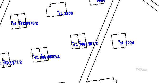 Parcela st. 1181/2 v KÚ Zlín, Katastrální mapa