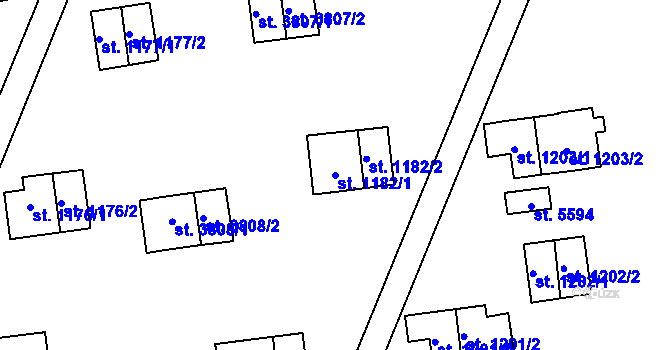 Parcela st. 1182/1 v KÚ Zlín, Katastrální mapa