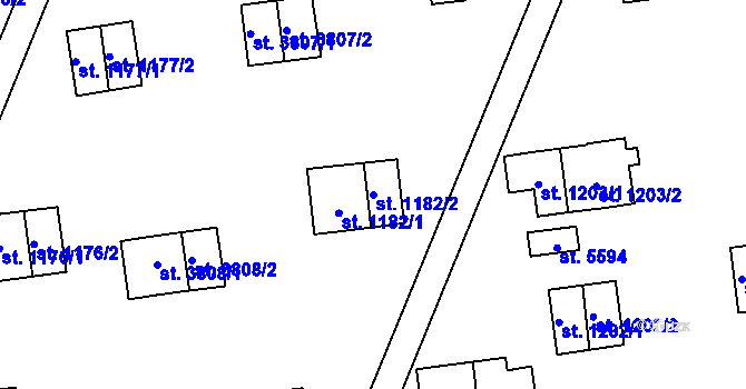 Parcela st. 1182/2 v KÚ Zlín, Katastrální mapa