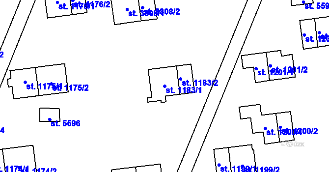 Parcela st. 1183/1 v KÚ Zlín, Katastrální mapa
