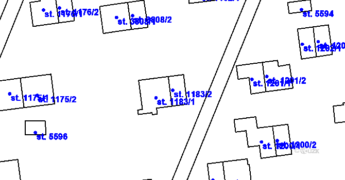 Parcela st. 1183/2 v KÚ Zlín, Katastrální mapa