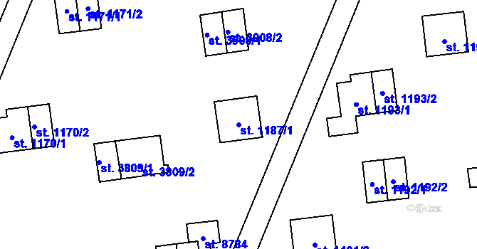 Parcela st. 1187/1 v KÚ Zlín, Katastrální mapa