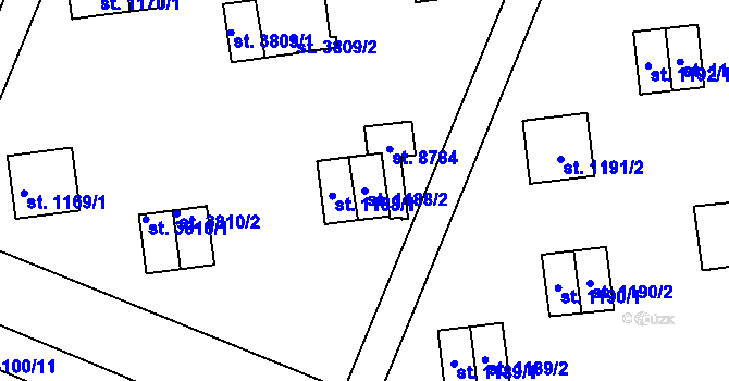 Parcela st. 1188/2 v KÚ Zlín, Katastrální mapa
