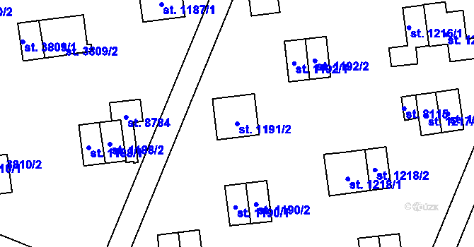Parcela st. 1191/2 v KÚ Zlín, Katastrální mapa