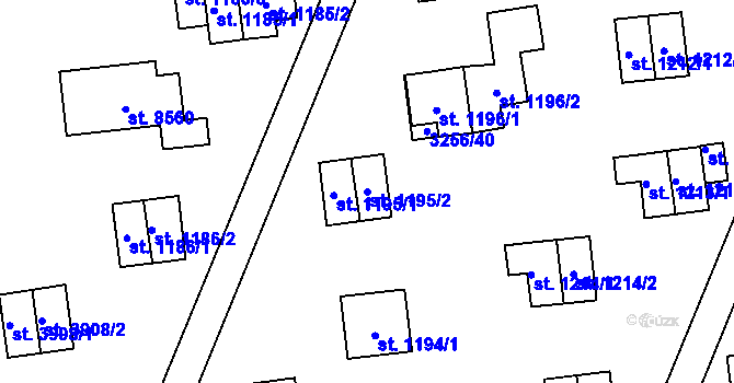 Parcela st. 1195/2 v KÚ Zlín, Katastrální mapa