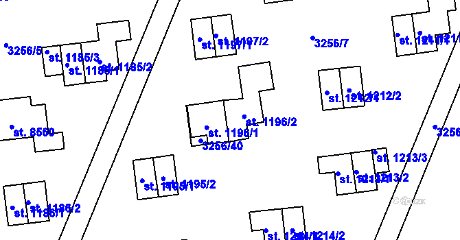 Parcela st. 1196/2 v KÚ Zlín, Katastrální mapa