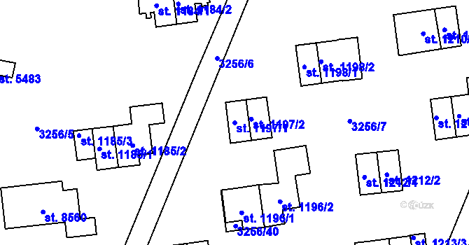 Parcela st. 1197/1 v KÚ Zlín, Katastrální mapa