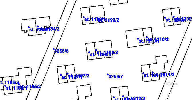 Parcela st. 1198/2 v KÚ Zlín, Katastrální mapa