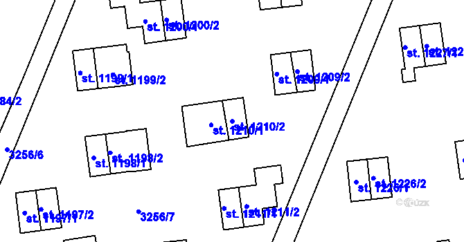 Parcela st. 1210/2 v KÚ Zlín, Katastrální mapa