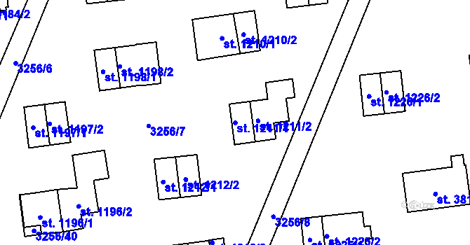 Parcela st. 1211/1 v KÚ Zlín, Katastrální mapa