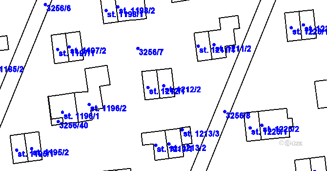 Parcela st. 1212/2 v KÚ Zlín, Katastrální mapa