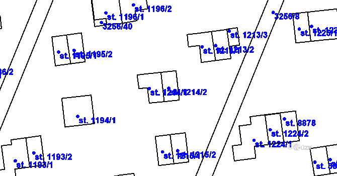 Parcela st. 1214/2 v KÚ Zlín, Katastrální mapa