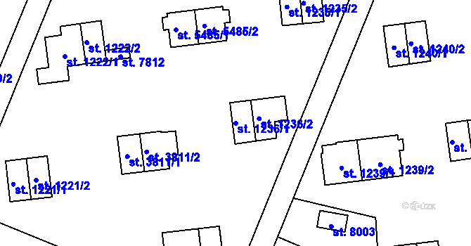 Parcela st. 1236/1 v KÚ Zlín, Katastrální mapa