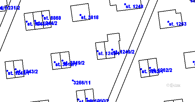 Parcela st. 1249/1 v KÚ Zlín, Katastrální mapa